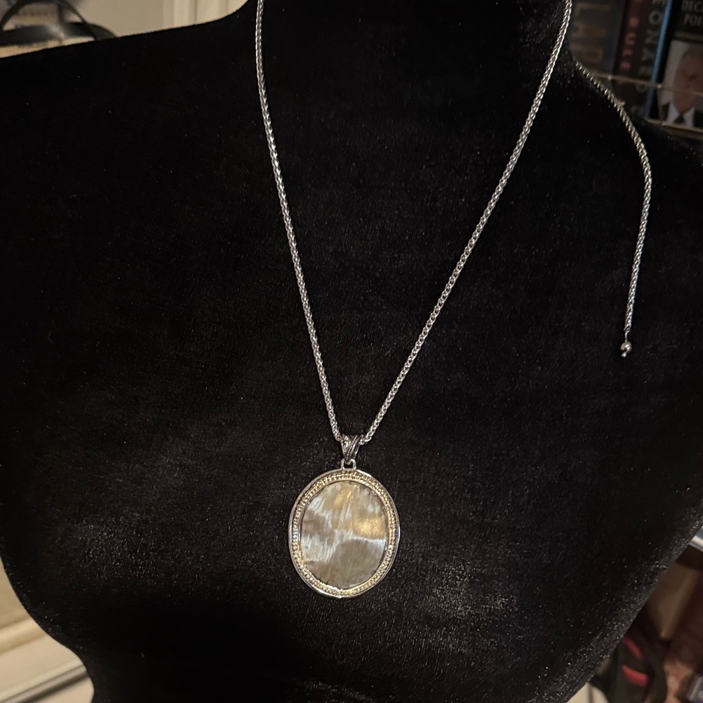 Reversible and adjustable Elegant Silver and gold Pendant Necklace